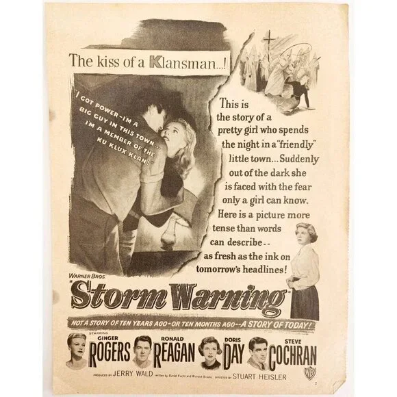 1951 Storm Warning Ronald Reagan Movie Advertisement Ku Klux Klan KKK DWY12 - Picture 2 of 2